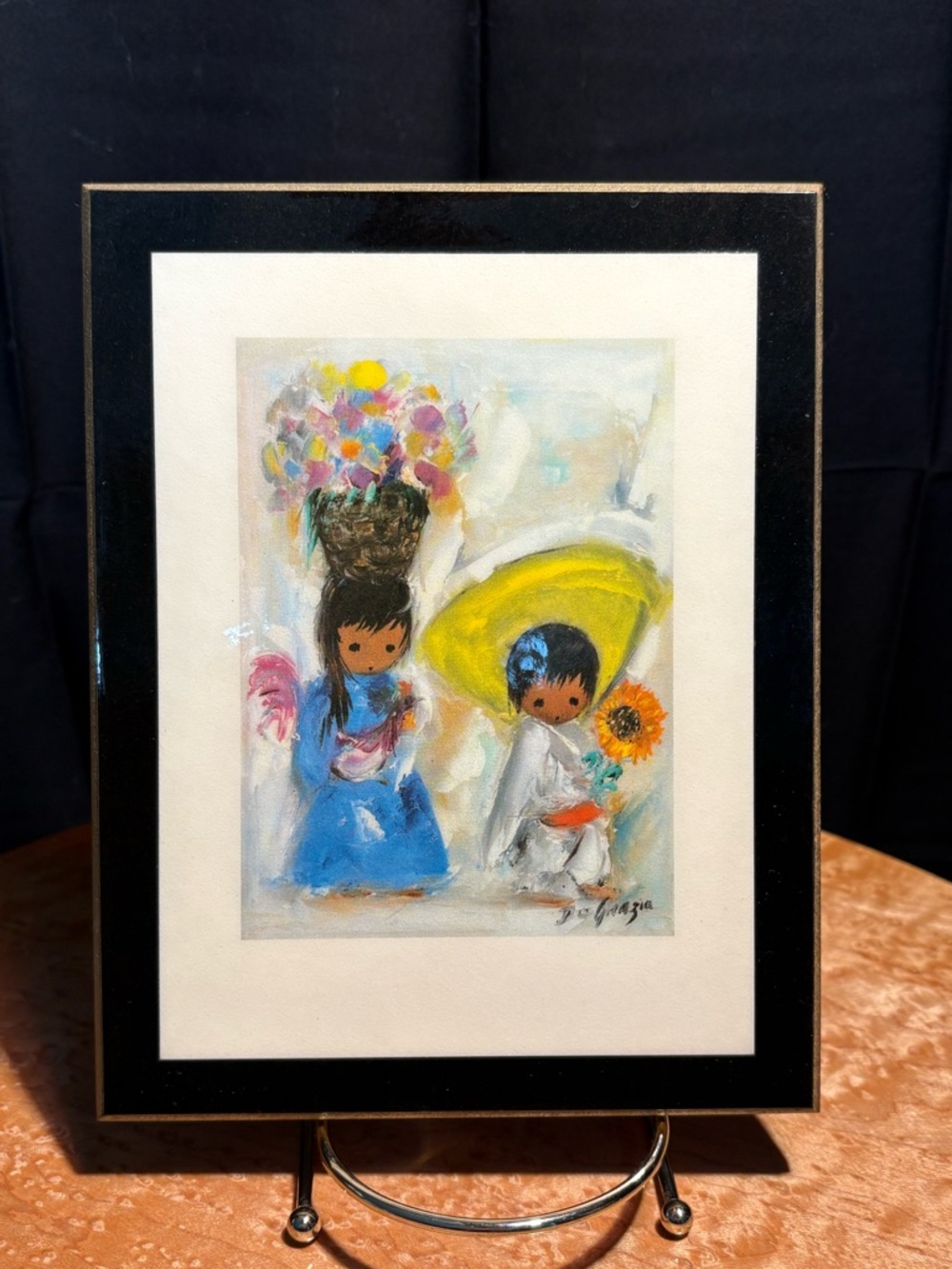 VTG Ted DeGrazia "Mercado de Niños" Love Plaque - MCM Southwest Art 5x7